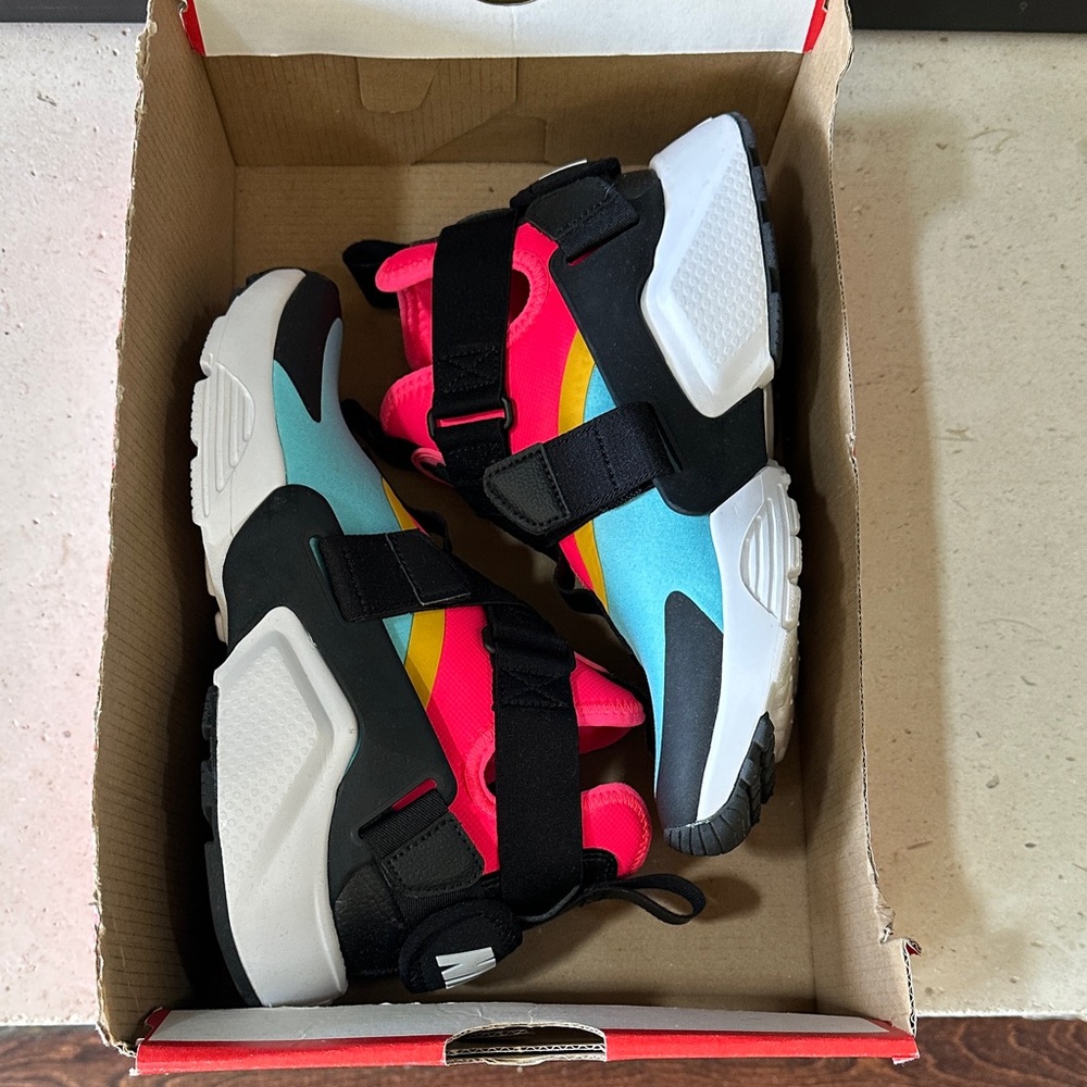 Nike Air Huarache City Sneakers in Pink, Blue, and Yellow
